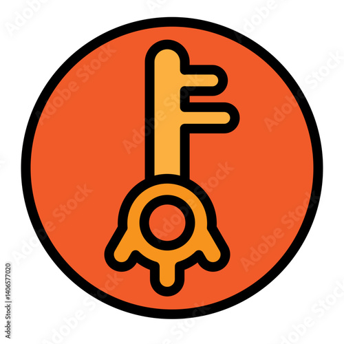 Dungeon Key Vector Filled Icon Design