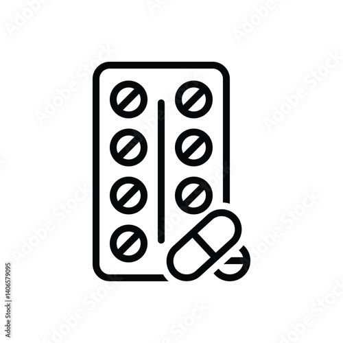 Black line icon for medicine
