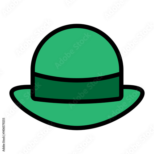 Bowler Hat Vector Filled Icon Design