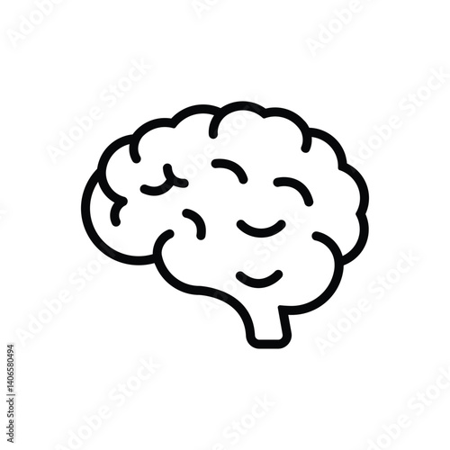 Black line icon for brain