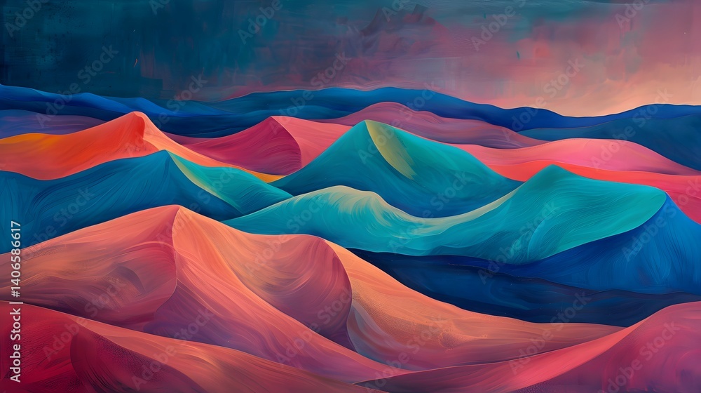 Fototapeta premium Colorful Abstract Landscape Background with Vibrant Painted Hills