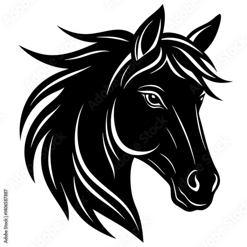 High-quality horse head vector design, perfect for logos, illustrations, and creative projects.