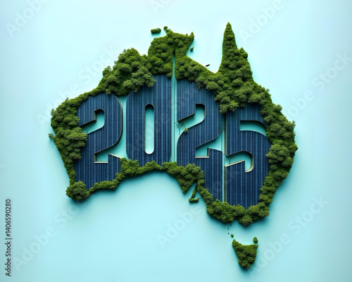 Australia Map with Leaf Texture – Eco Friendly and Sustainability Concept