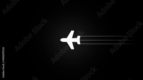 Glowing Simple plane icon, flay icon animation concept, simple flat plane animation. Airplane line path animation, Travel on airplane location map
