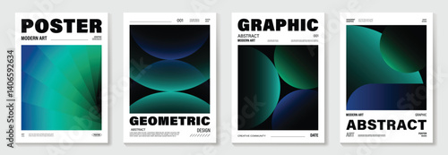 Modern gradient poster background vector set.Cover template with vibrant perspective geometric prism shapes in motion. Ideal design for social media, cover, banner, flyer.