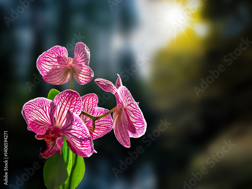 Obraz na płótnie Orchid flower bathed in sunlight. w salonie