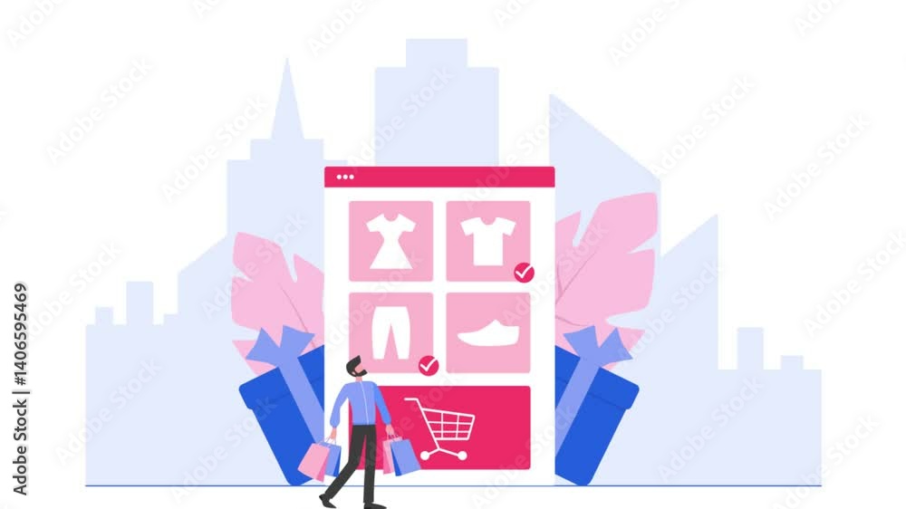 Online Purchase and Shopping Animation Online Purchase and Shopping Animation