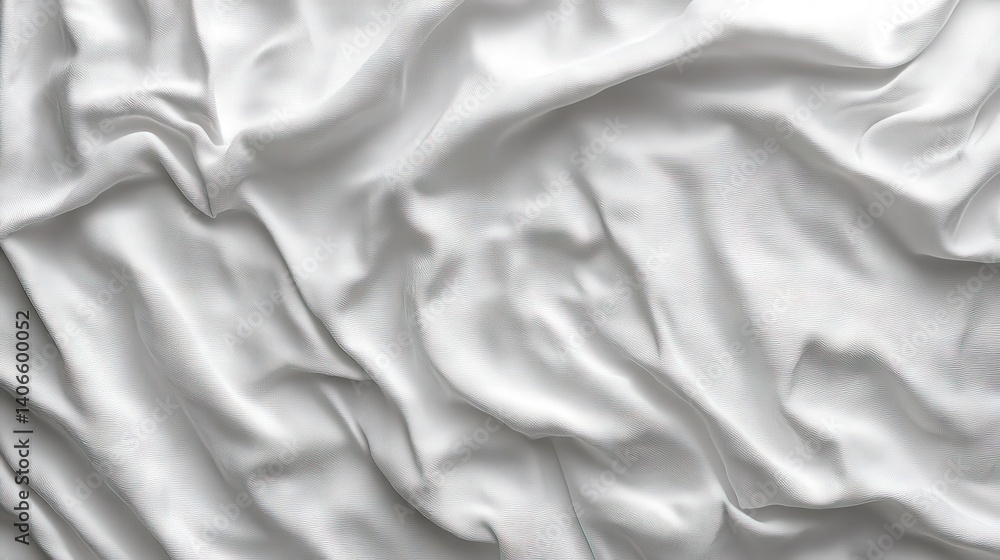 Naklejka premium White fabric with soft waves and wrinkles across frame, creating texture