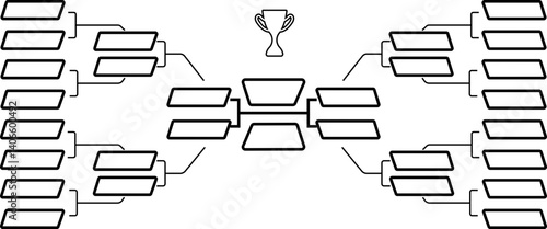 Tournament bracket set line icon. symbol of tournament board chart isolated on transparent background