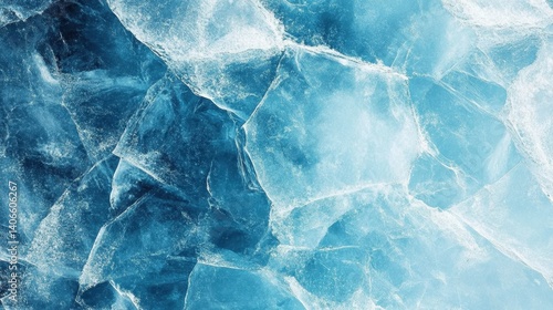 Fototapeta Naklejka Na Ścianę i Meble -  Turquoise glacial ice forming intricate abstract shapes revealing layered blue and white textures within frozen winter wilderness landscape