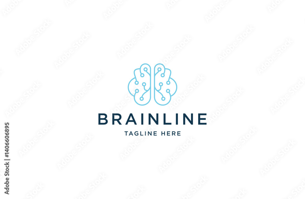 Brain techno with line art style logo inspiration vector illustration Brain techno with line art style logo inspiration vector illustration