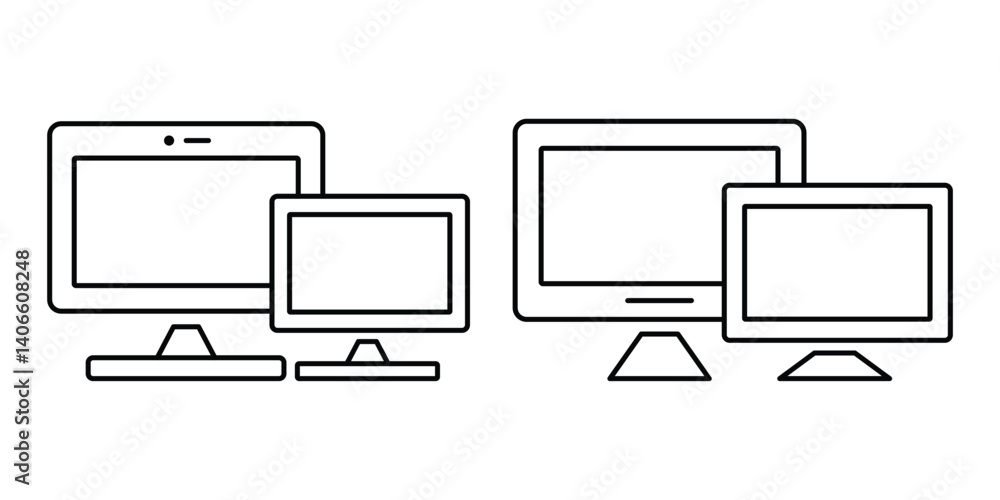 Computer icon vector illustration. TV screen and computer monitor icon set. Vector illustration. Computer icon vector illustration. TV screen and computer monitor icon set. Vector illustration.