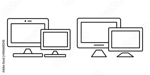 Computer icon vector illustration. TV screen and computer monitor icon set. Vector illustration. 