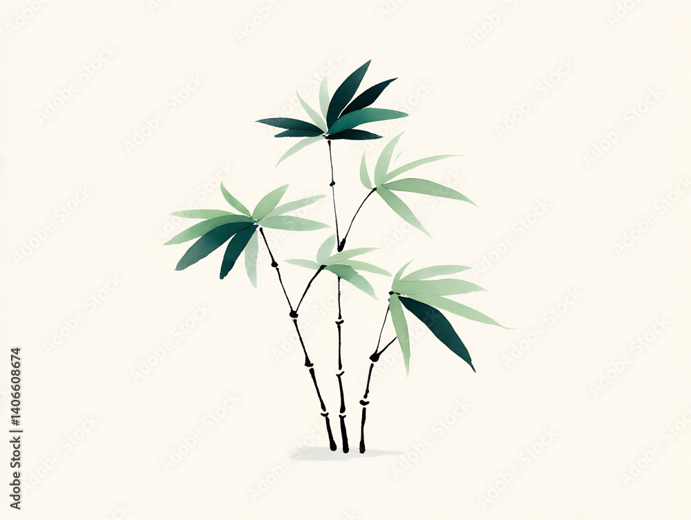 Obraz premium watercolor bamboo leaves