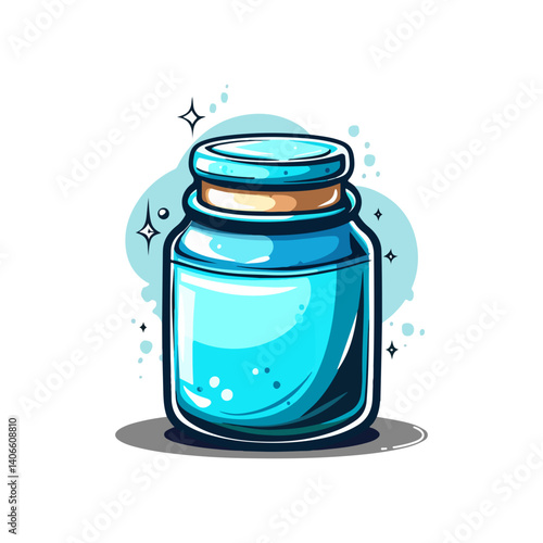 Vibrant Blue Glass Bottle Illustration Perfect for Potion, Serum, or Essential Oil Designs