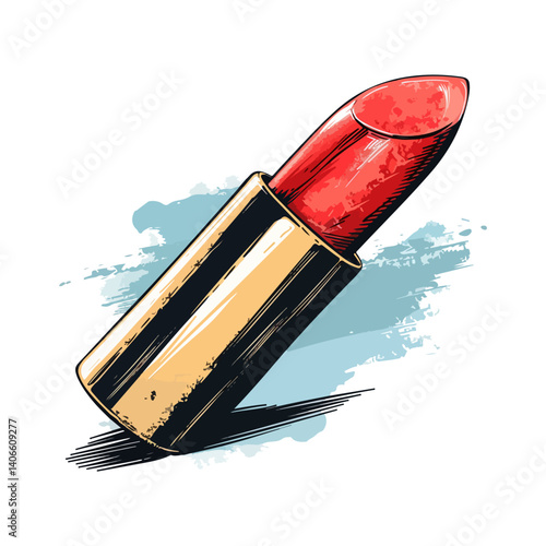 Red Lipstick Illustration Bold, Classic Makeup Design