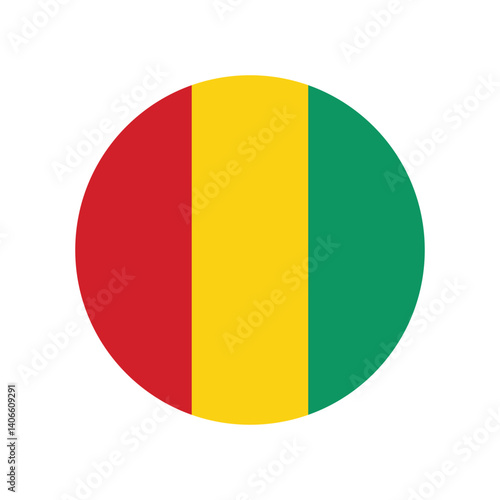Round flag of Guinea. The national flag of Guinea.