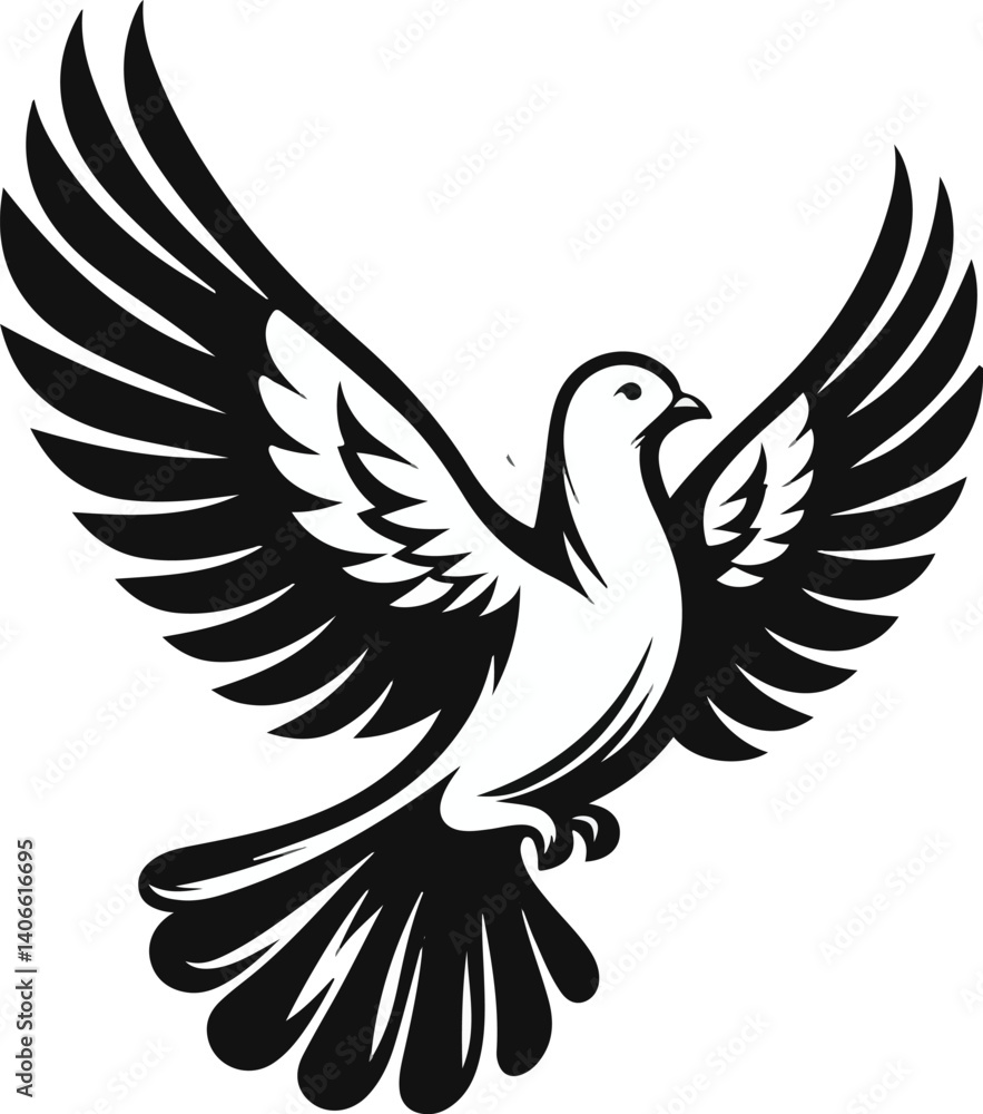 Fototapeta premium Dove bird vectors silhouette