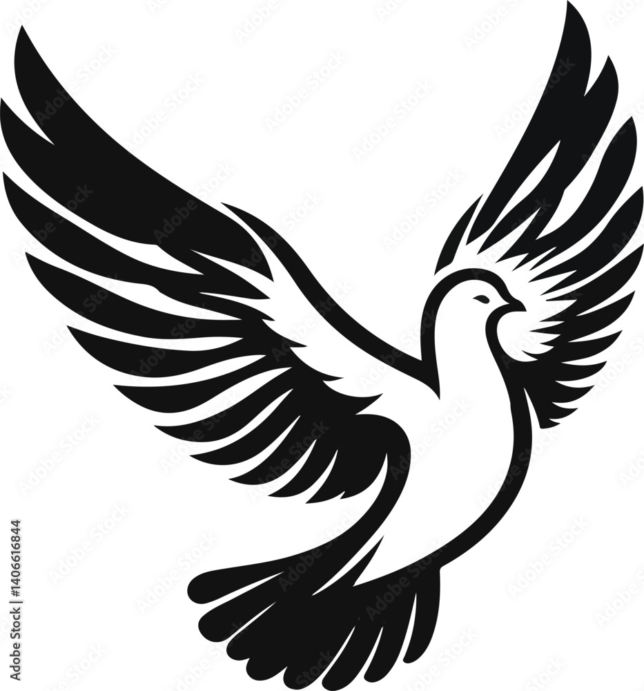 Fototapeta premium Dove bird vectors silhouette