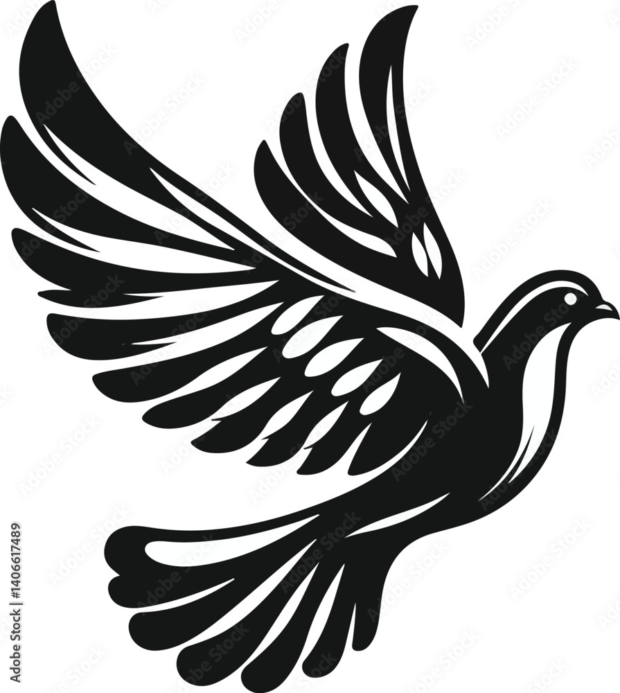 Fototapeta premium Dove bird vectors silhouette