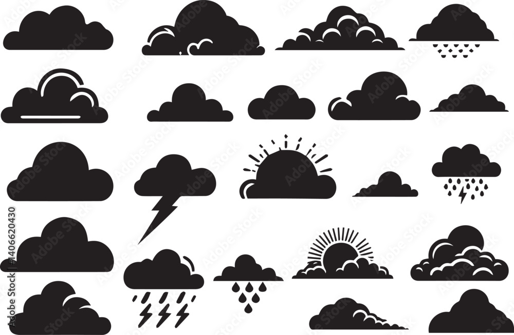 cloud silhouette vector set cloud silhouette vector set