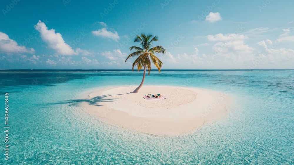 Naklejka premium Tropical Luxury Vacation Escape on a Private Sandy Island