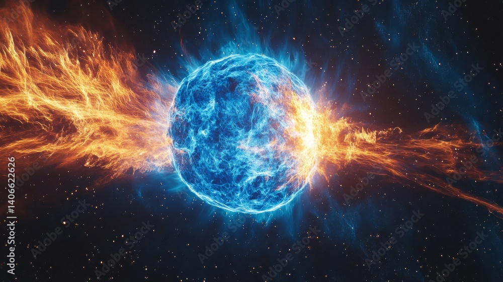 Obraz premium Fiery And Icy Cosmic Star Explosion In Space