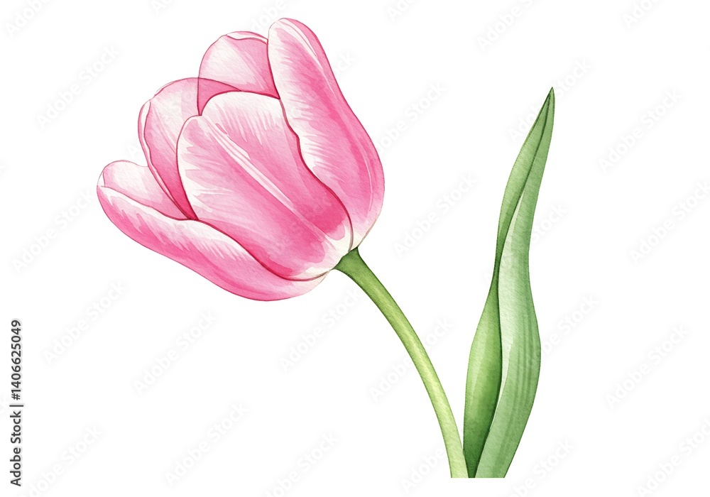 Fototapeta premium pink tulip on white background