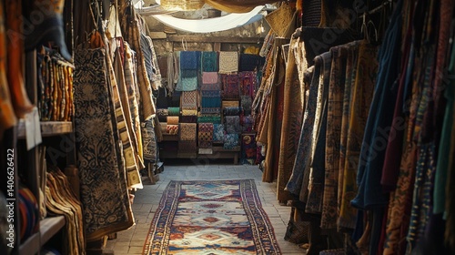 Obraz na płótnie Modern Middle Eastern Marketplace Showcasing Traditional Textiles and Decor w salonie