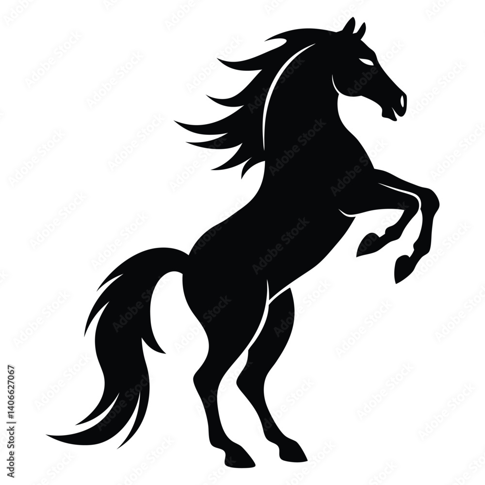 Black horse silhouette vector illustration of a running equine animal Black horse silhouette vector illustration of a running equine animal