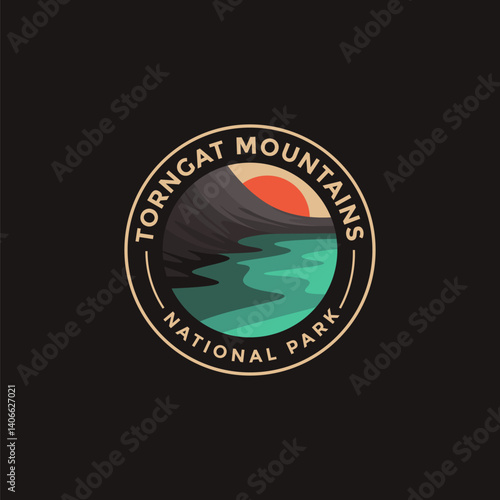 Torngat Mountains National Park vector logo theme on dark background