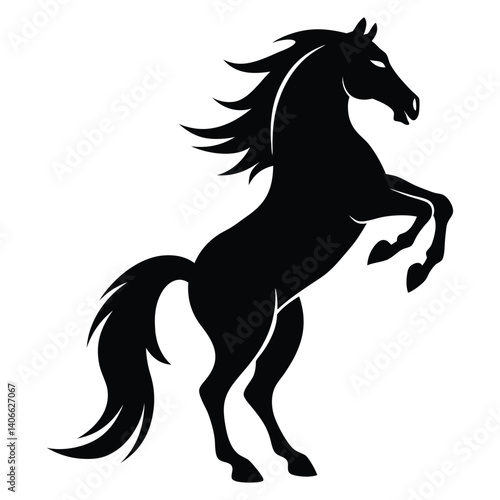 Black horse silhouette vector illustration of a running equine animal
