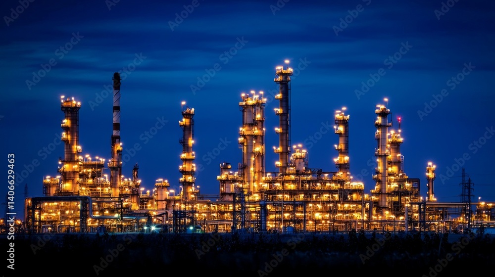 Modern Industrial Complex at Dusk in the Middle East Landscape Modern Industrial Complex at Dusk in the Middle East Landscape
