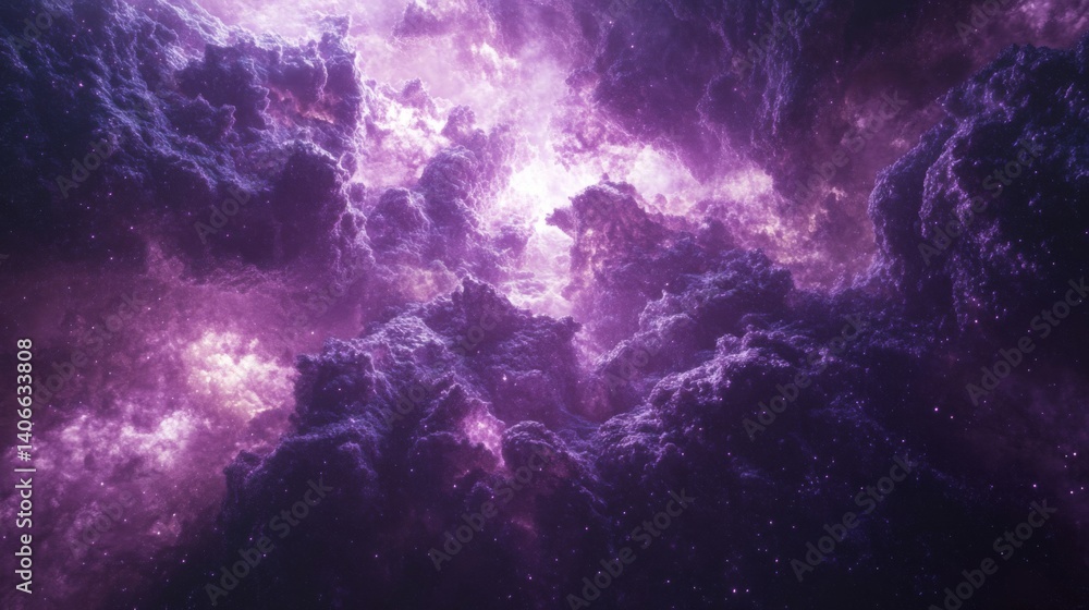 Fototapeta premium Purple and Pink Cosmic Nebula Space Background