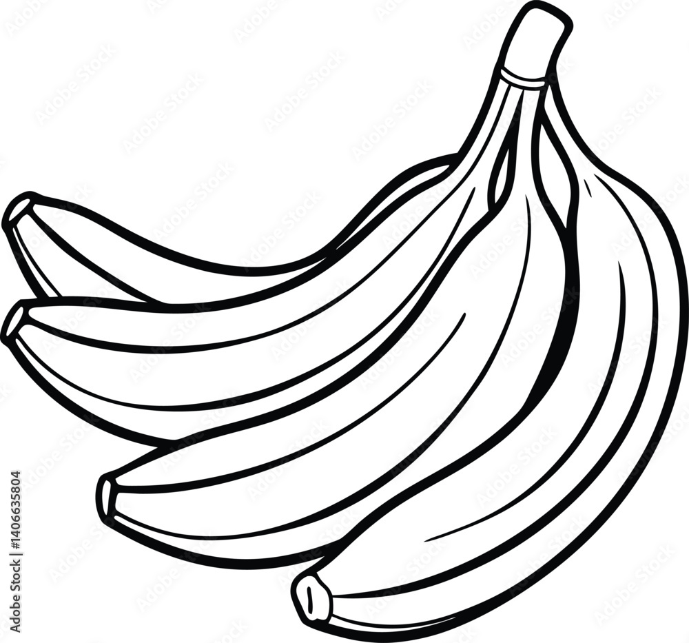 Banana Line Art Vector Illustration Minimal Sketch Design Banana Line Art Vector Illustration Minimal Sketch Design