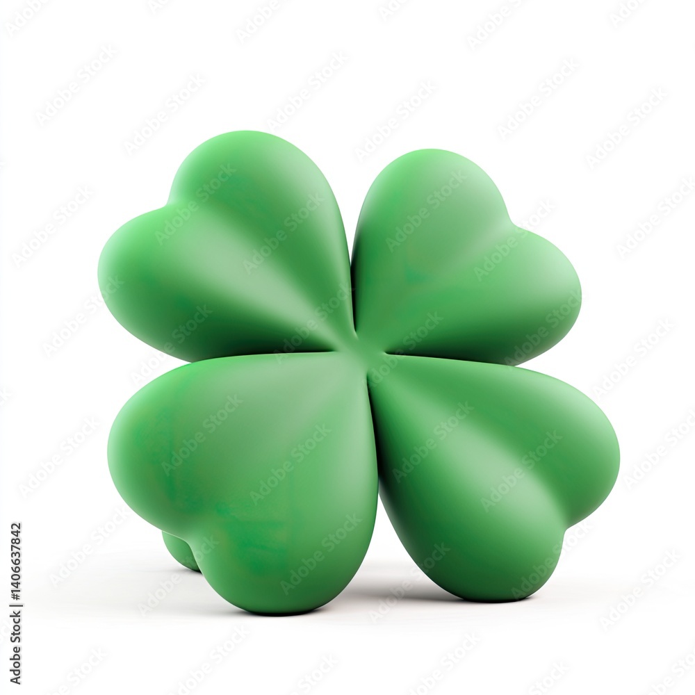 A Vibrant 3D Render of a Four Leaf Clover Symbolising Luck and Fortune A Vibrant 3D Render of a Four Leaf Clover Symbolising Luck and Fortune