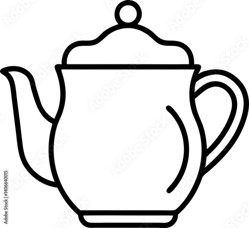 Minimalist vector icon of a tea cup with a tea bag, representing relaxation, hot drinks, and tea time. Editable stroke.