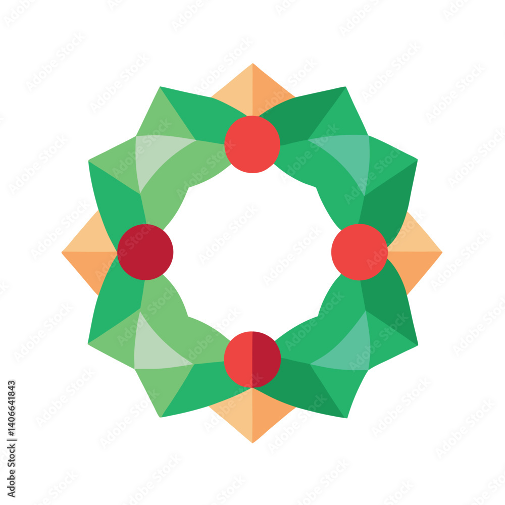 Obraz premium Abstract-holiday-wreath-vector-icon-on-white background. 