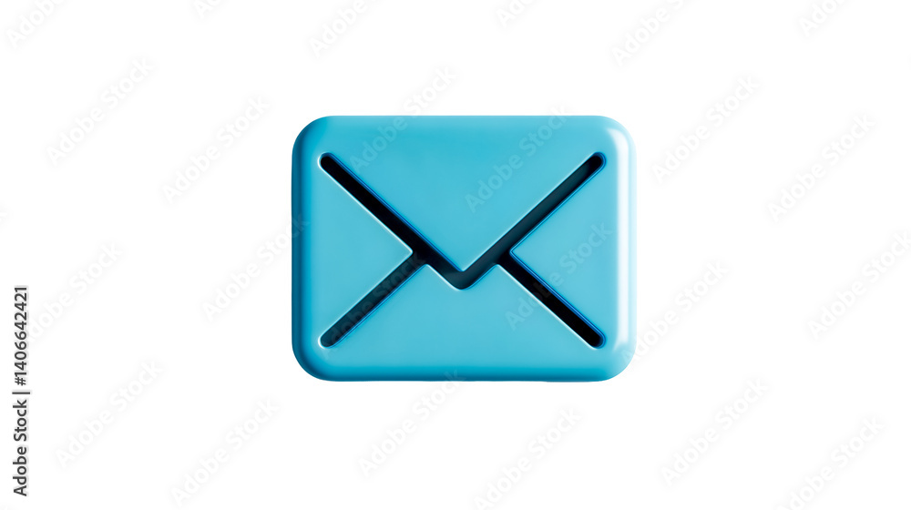 Light blue pastel minimalist closed email envelope icon on transparent background Light blue pastel minimalist closed email envelope icon on transparent background
