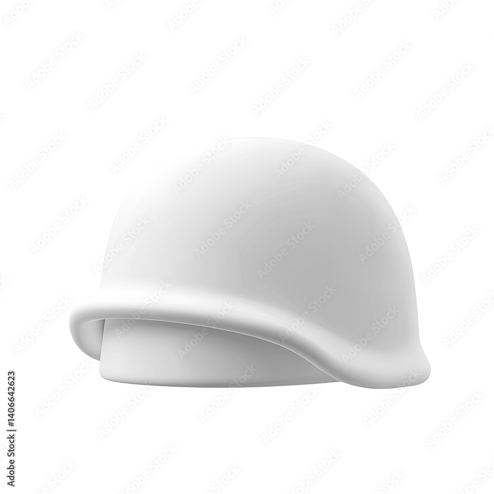 Fototapeta premium White Military Helmet 3D Render: A Clean Minimalist Design of a Classic Army Helmet