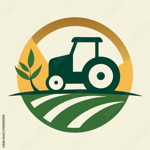 Agriculture logo design with tractor 