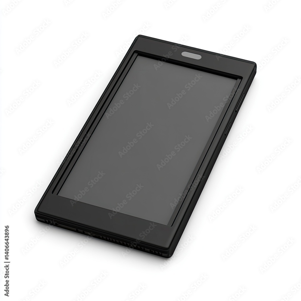 Sleek Black Smartphone Mockup Isolated on White Background, Modern Technology Device, Digital Gadget, Mobile Phone Display, Blank Screen, Minimalist Design Sleek Black Smartphone Mockup Isolated on White Background, Modern Technology Device, Digital Gadget, Mobile Phone Display, Blank Screen, Minimalist Design
