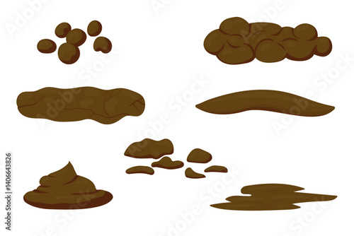 Different shapes of feces representing various medical conditions and symptoms