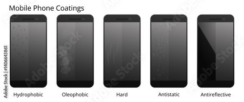 Mobile phone with hydrophobic, oleophobic, hard, antistatic, and antireflective coating