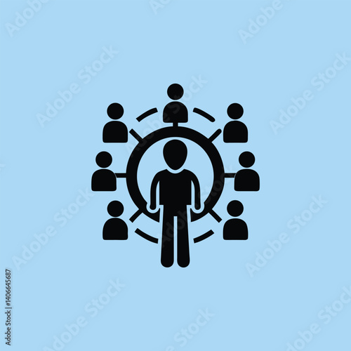 Person in Network Hub – Vector Illustration for Communication

