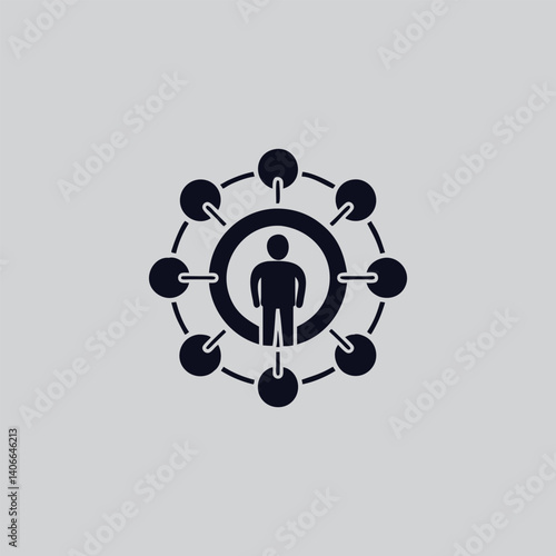Person in Network Hub – Vector Illustration for Communication

