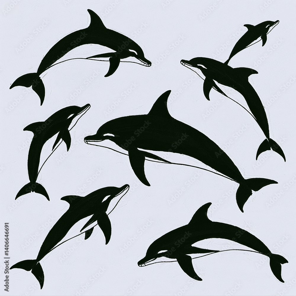 Obraz premium vector illustration of a dolphins
