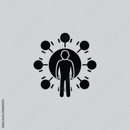 Person in Network Hub – Vector Illustration for Communication


