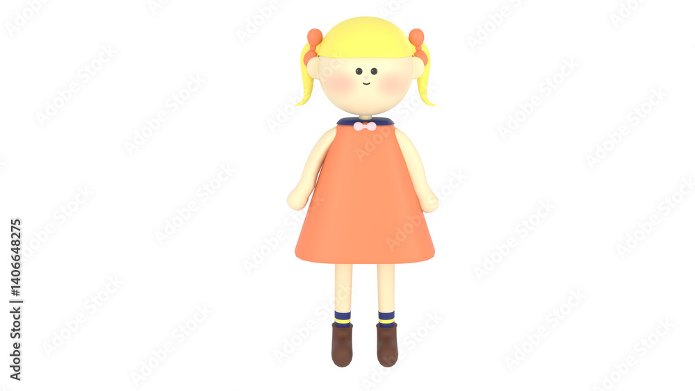 女の子　金髪　イラスト　3D