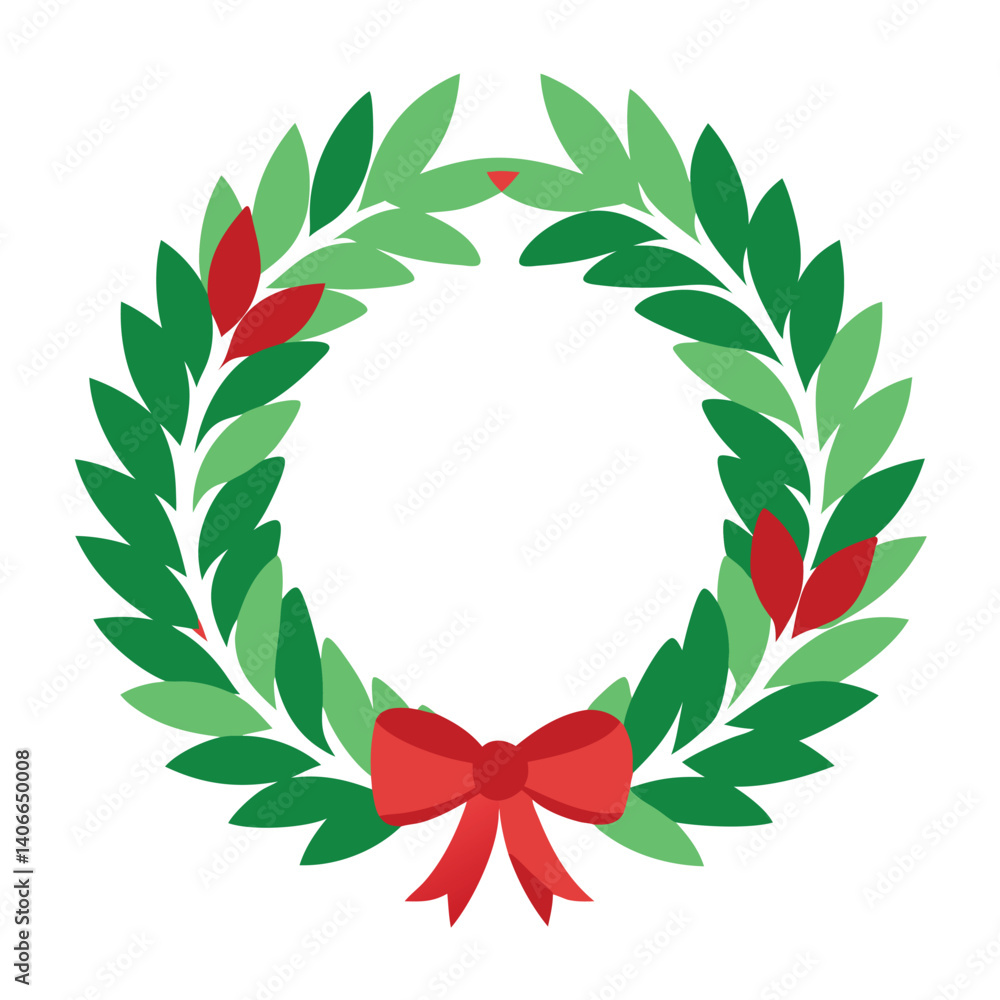 Naklejka premium Evergreen- wreath vector icon on white background. 